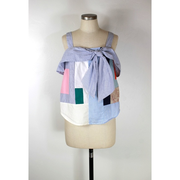 Anthropologie open shoulder medley patchwork top - Picture 2 of 7